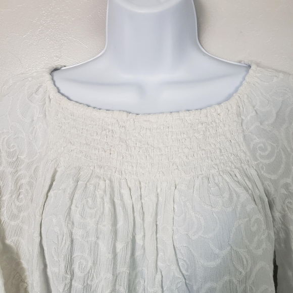 Gimmicks BKE Buckle Small White Crop Top Quarter Sleeve Blouse Boho Girly - Picture 3 of 7